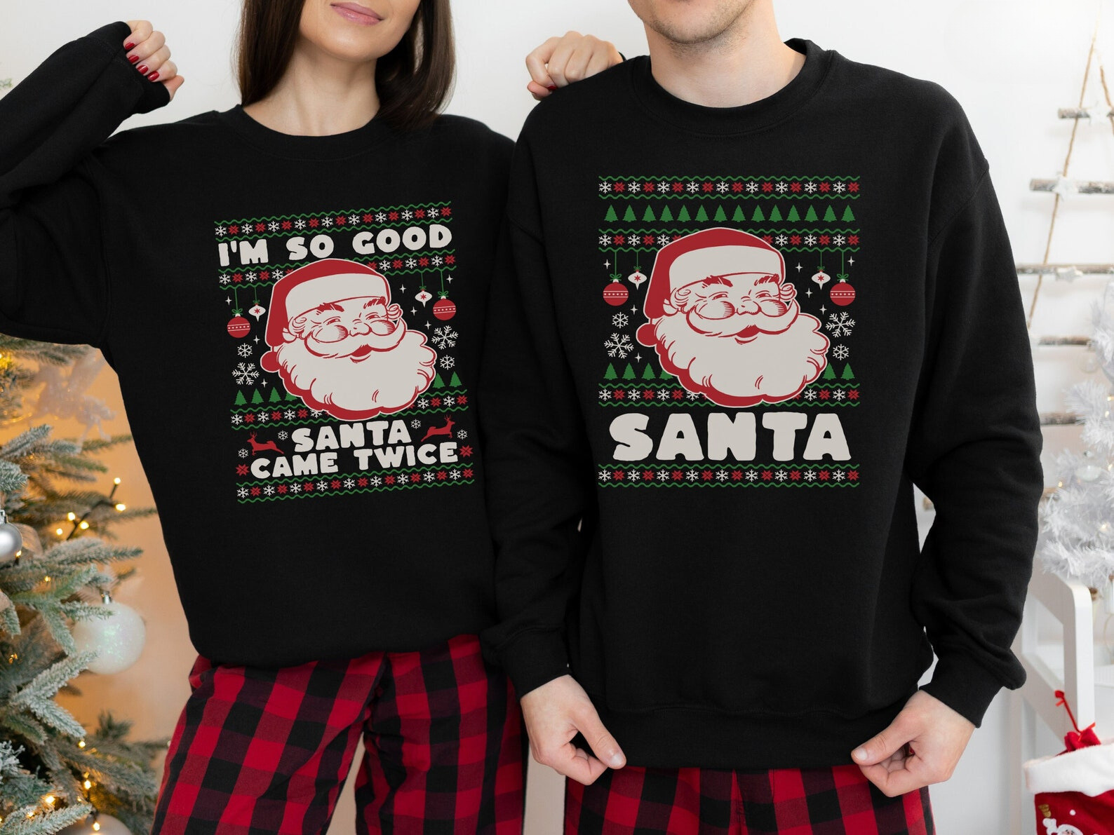 Santa Came Twice Funny Matching Christmas Pajamas Set