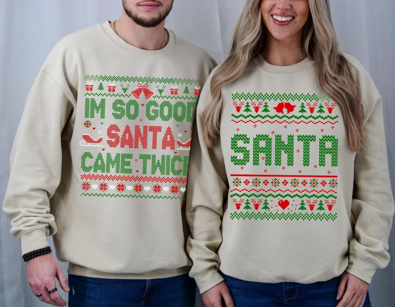 I'm So Good Santa Came Twice Couples Sweatshirts Set