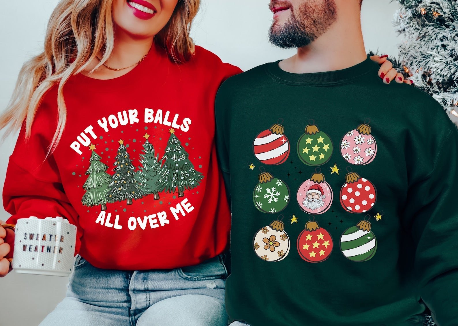 Put Your Balls All Over Me Couples Sweater Set