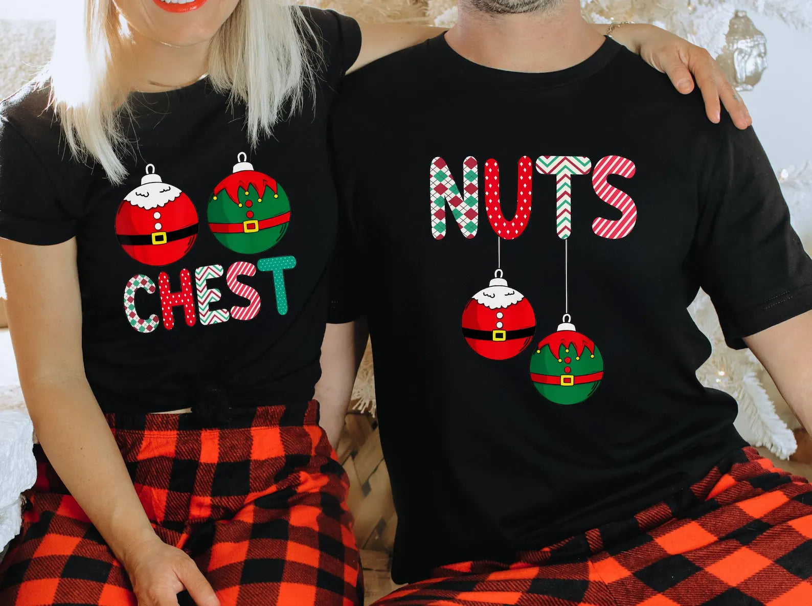 Chest Nuts Couples Christmas Pajamas Set