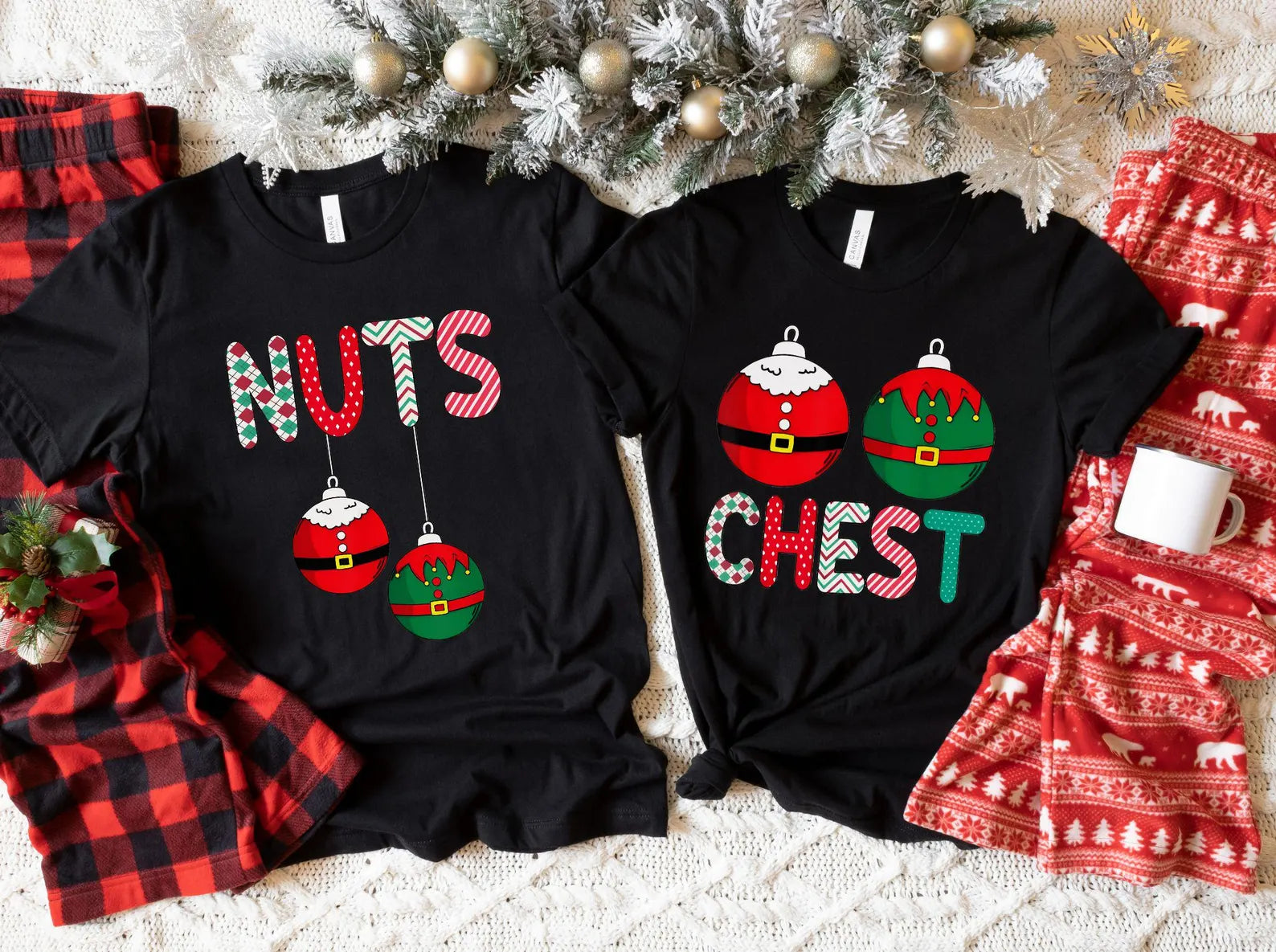 Chest Nuts Couples Christmas Pajamas Set