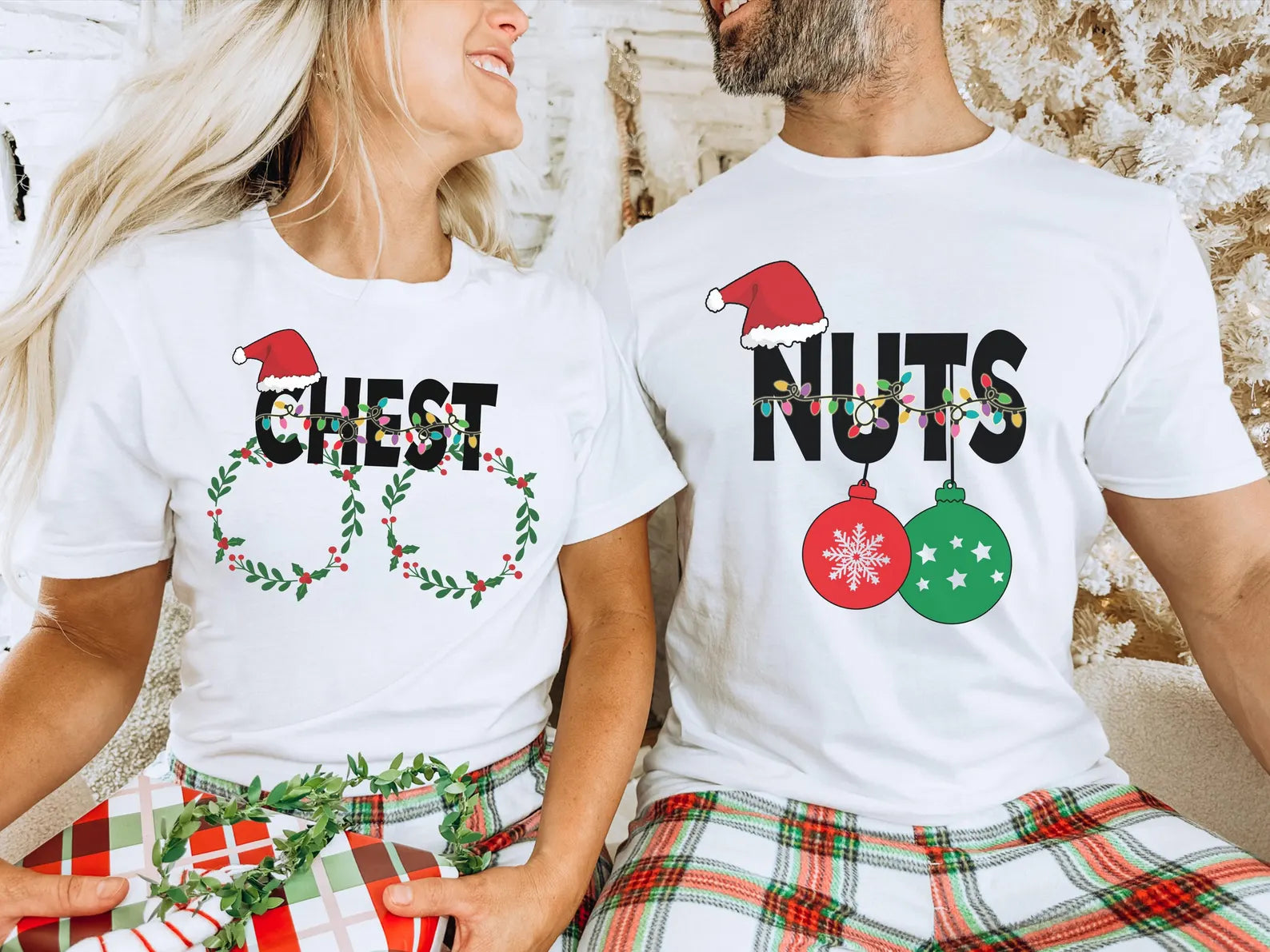 Chest Nuts Couples Matching Christmas Pajamas Set